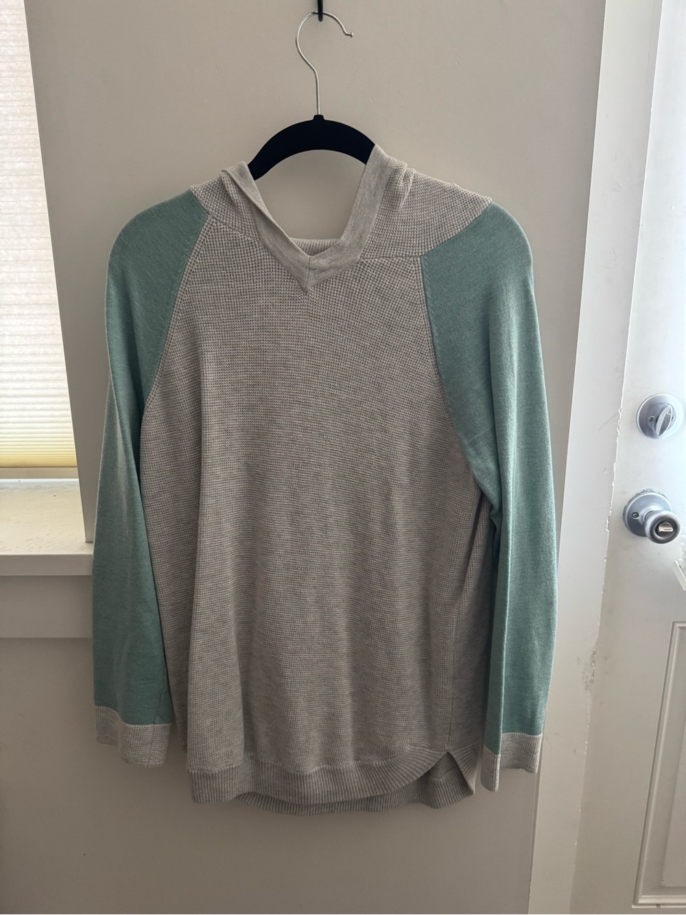 Evolution Light Gray & Seafoam Hooded Women’s Sweater